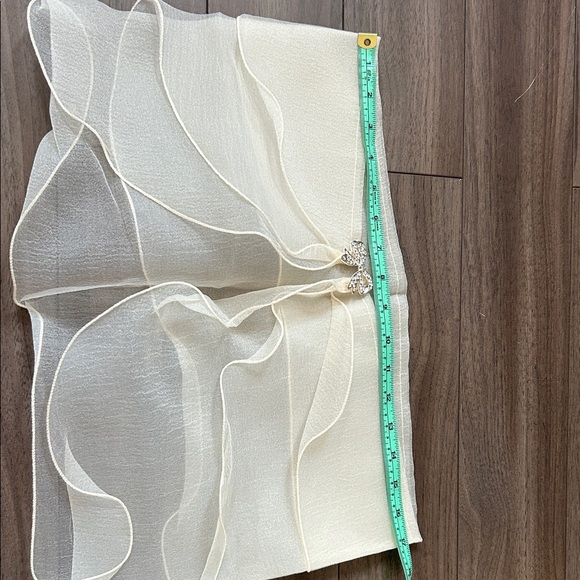 Ivory Chiffon Ruffle Bandeau with Rhinestone Accent - Picture 4 of 6